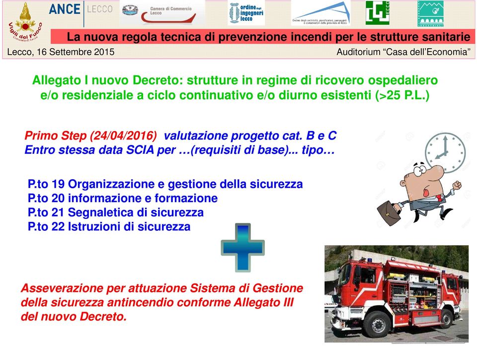 B e C Entro stessa data SCIA per (requisiti di base)... tipo P.to 19 Organizzazione e gestione della sicurezza P.to 20 informazione e formazione P.