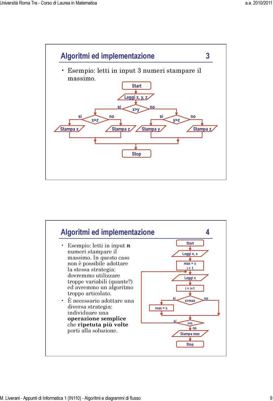 In questo caso n è possibile adottare la stessa strategia: dovremmo utilizzare troppe variabili (quante?) ed avremmo un algoritmo troppo articolato.