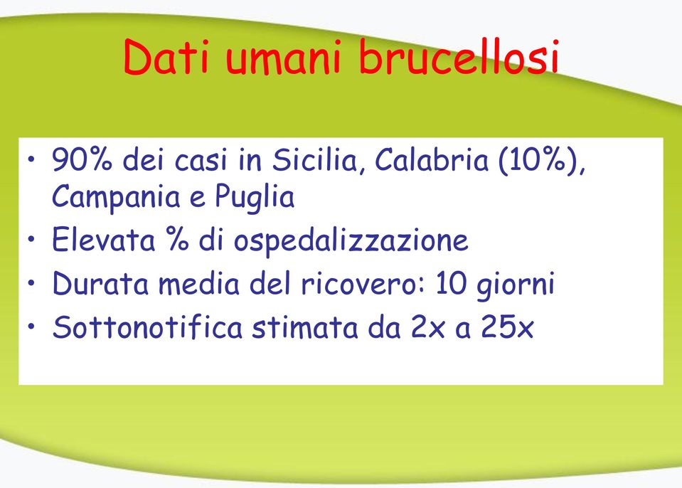 Elevata % di ospedalizzazione Durata media