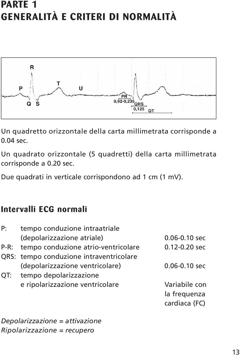 Intervalli ECG normali P: tempo conduzione intraatriale (depolarizzazione atriale) 0.06-0.10 sec P-R: tempo conduzione atrio-ventricolare 0.12-0.