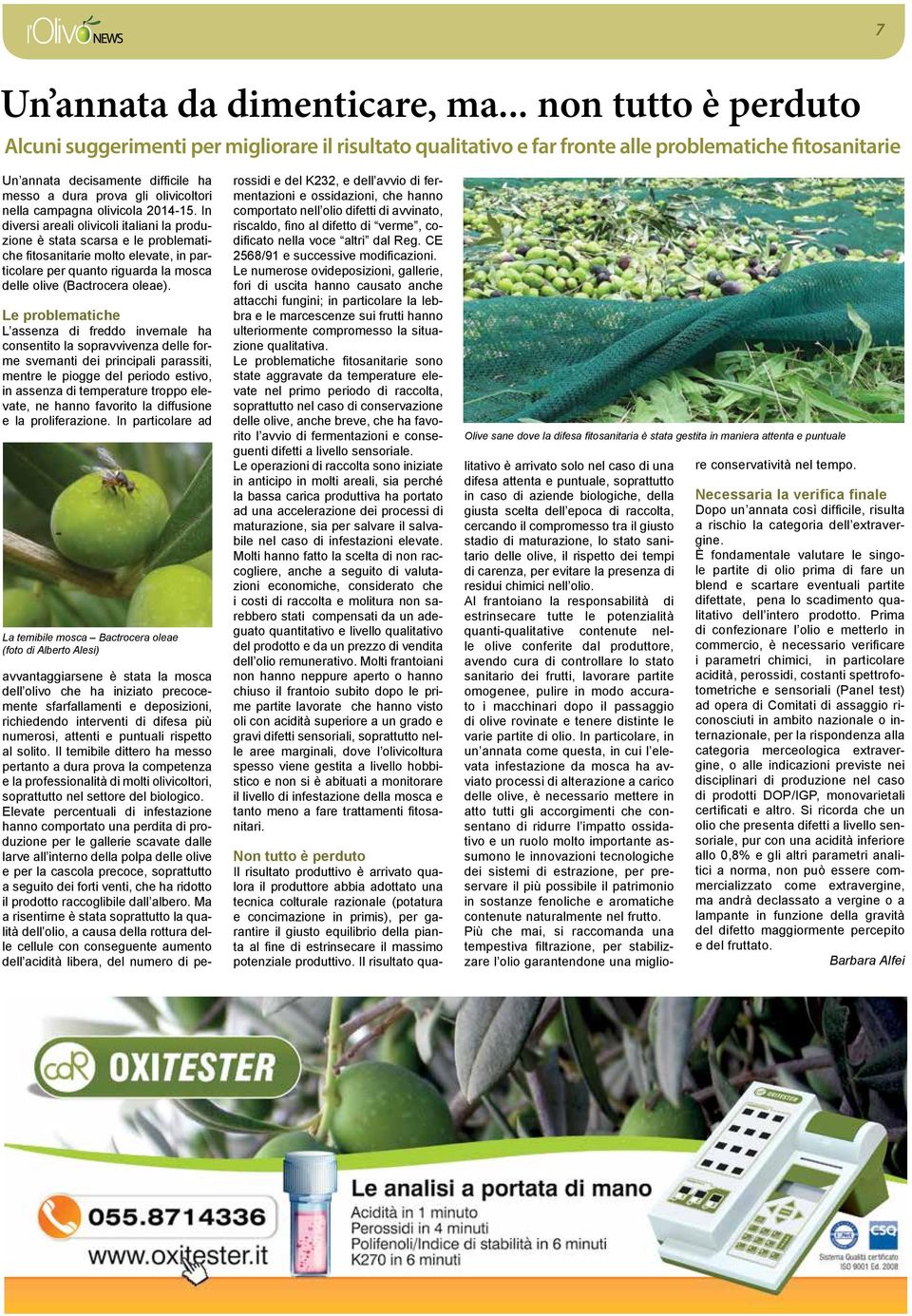 nella campagna olivicola 2014-15.