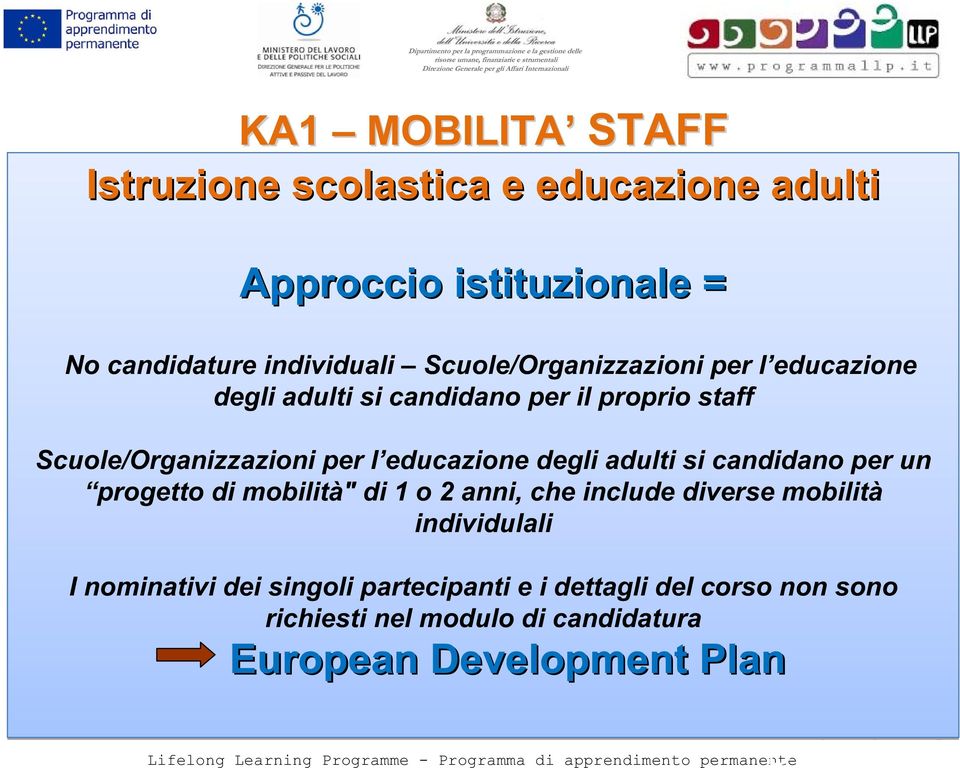 educazione degli adulti si candidano per un progetto di mobilità" di 1 o 2 anni, che include diverse mobilità