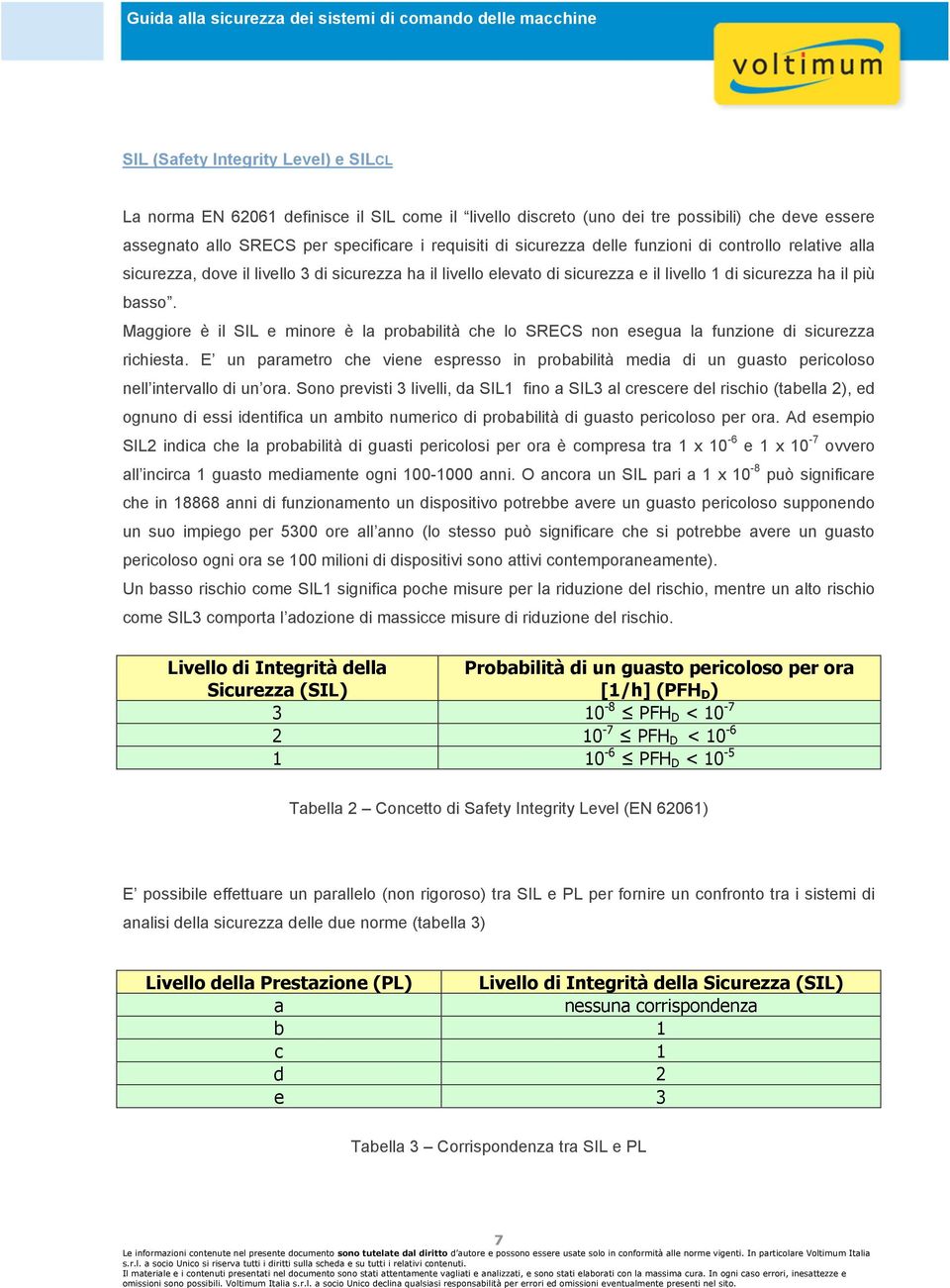 Maggiore è il SIL e minore è la probabilità che lo SRECS non esegua la funzione di sicurezza richiesta.