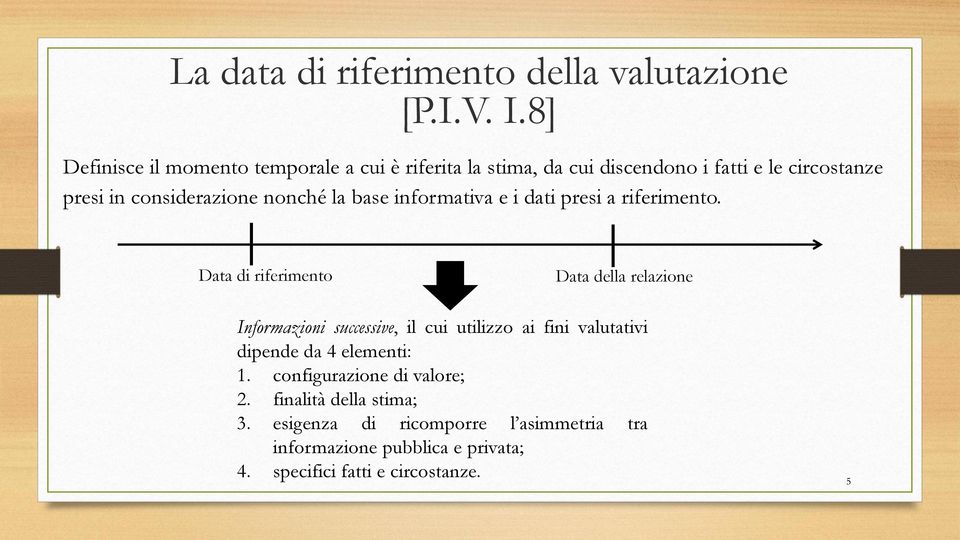 nonché la base informativa e i dati presi a riferimento.