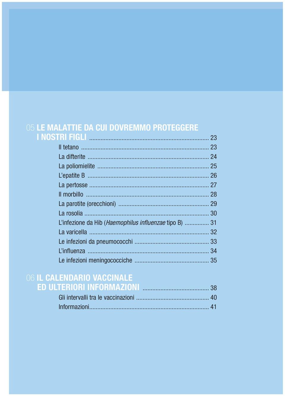 .. 30 L infezione da Hib (Haemophilus infl uenzae tipo B)... 31 La varicella... 32 Le infezioni da pneumococchi.