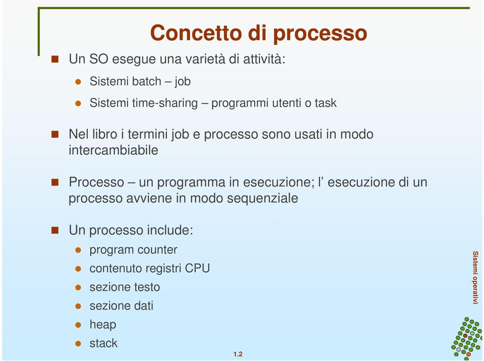 intercambiabile Processo un programma in esecuzione; l esecuzione di un processo avviene in modo