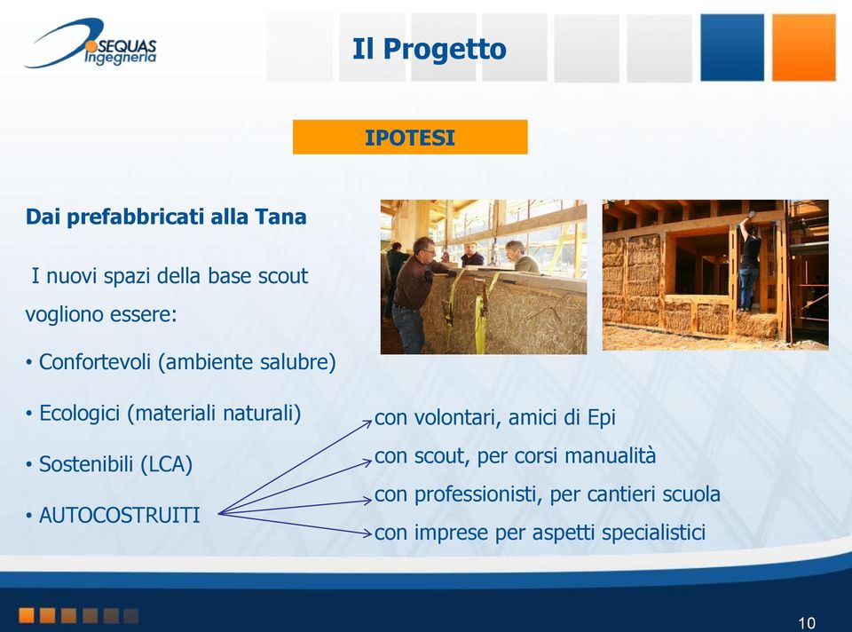 Sostenibili (LCA) AUTOCOSTRUITI con volontari, amici di Epi con scout, per corsi