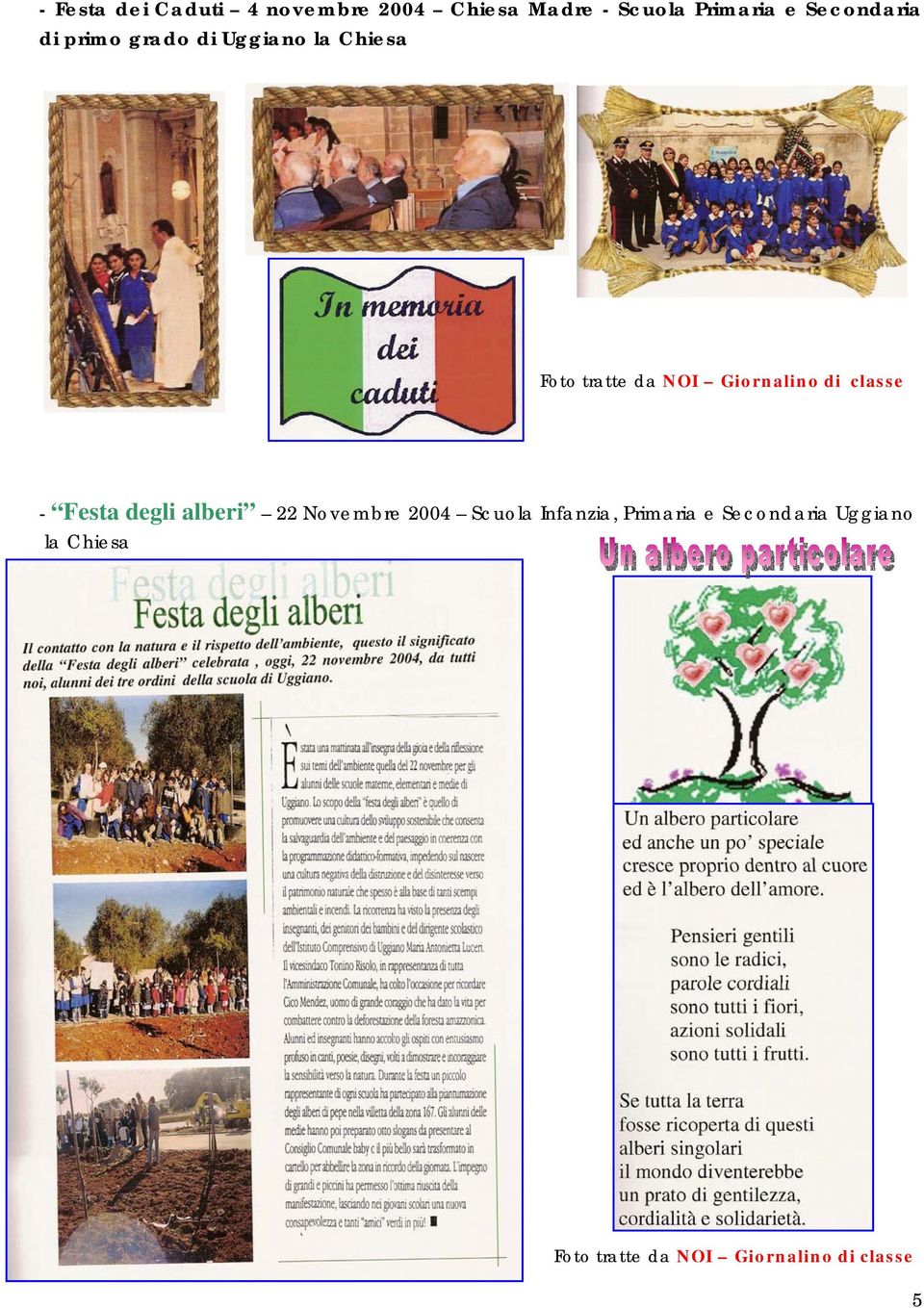 Giornalino di classe - Festa degli alberi 22 Novembre 2004 Scuola