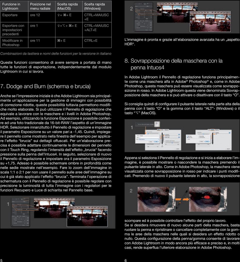 funzioni di esportazione, indipendentemente dal modulo Lightroom in cui si lavora. 7.