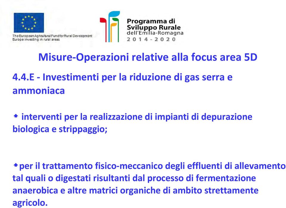 impianti di depurazione biologica e strippaggio; per il trattamento fisico-meccanico degli