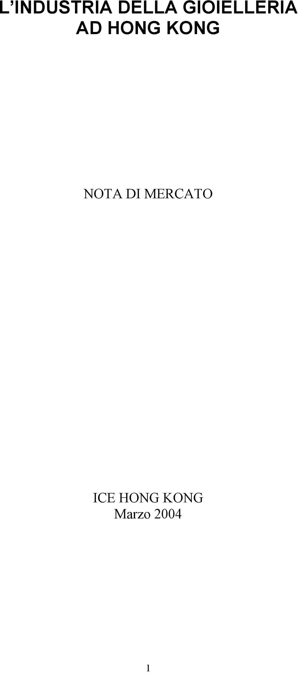 KONG NOTA DI MERCATO