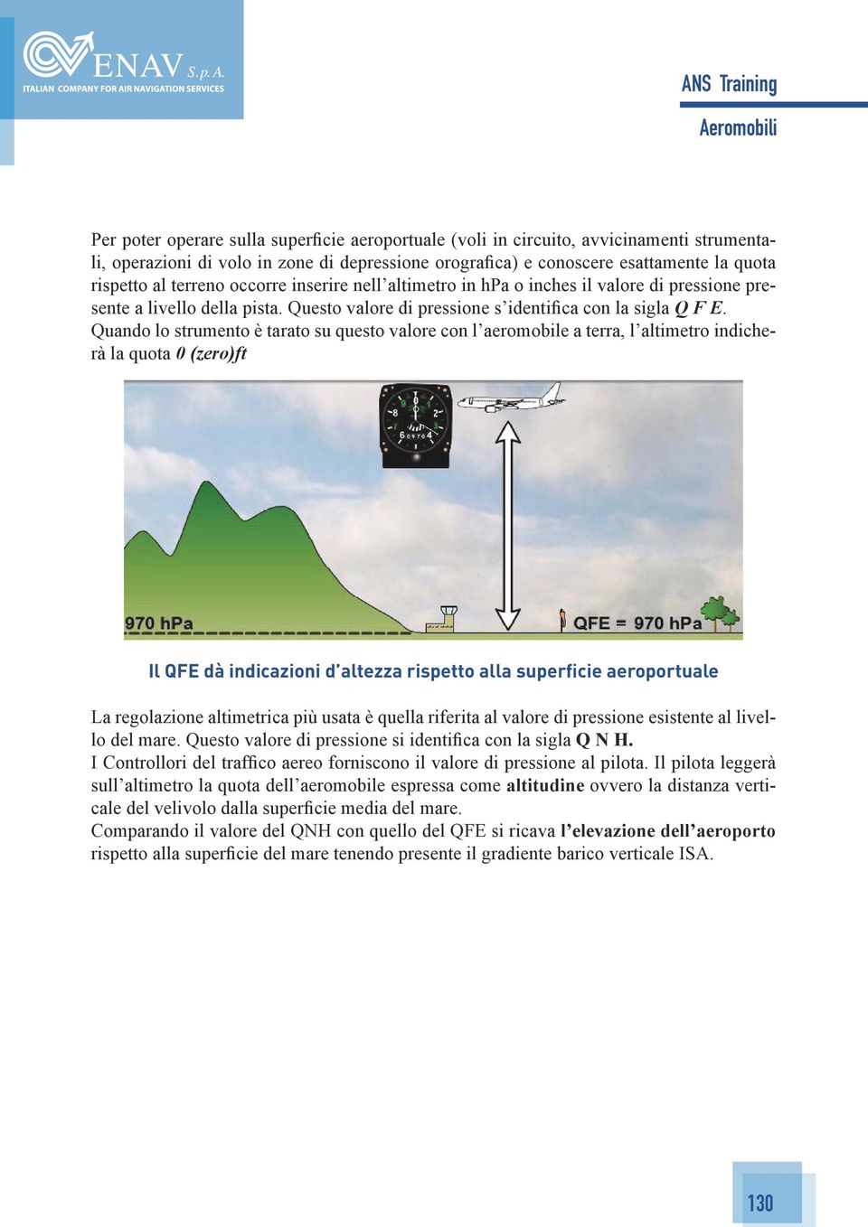 Quando lo strumento è tarato su questo valore con l aeromobile a terra, l altimetro indicherà la quota 0 (zero)ft Il QFE dà indicazioni d altezza rispetto alla superficie aeroportuale La regolazione