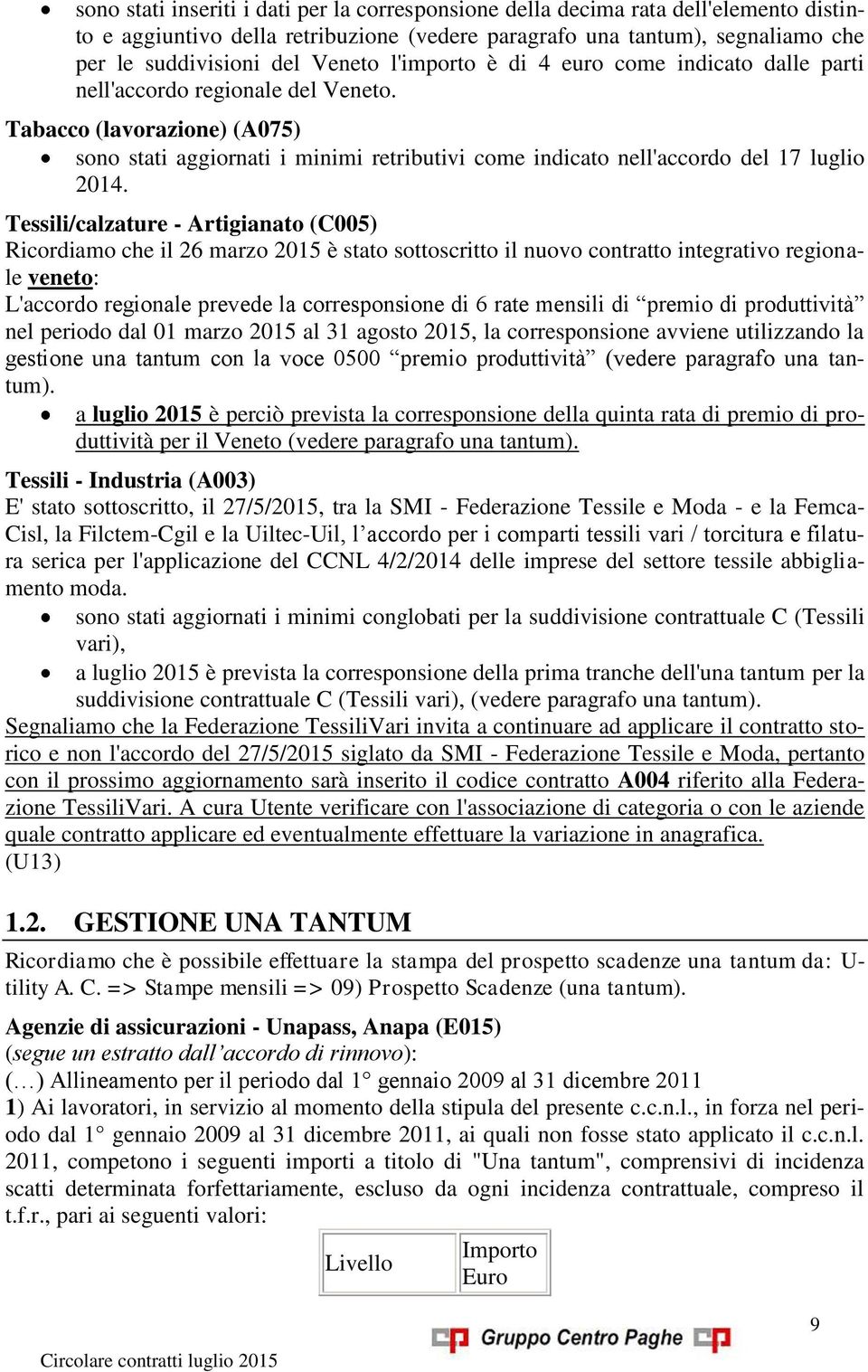 Tabacco (lavorazione) (A075) sono stati aggiornati i minimi retributivi come indicato nell'accordo del 17 luglio 2014.