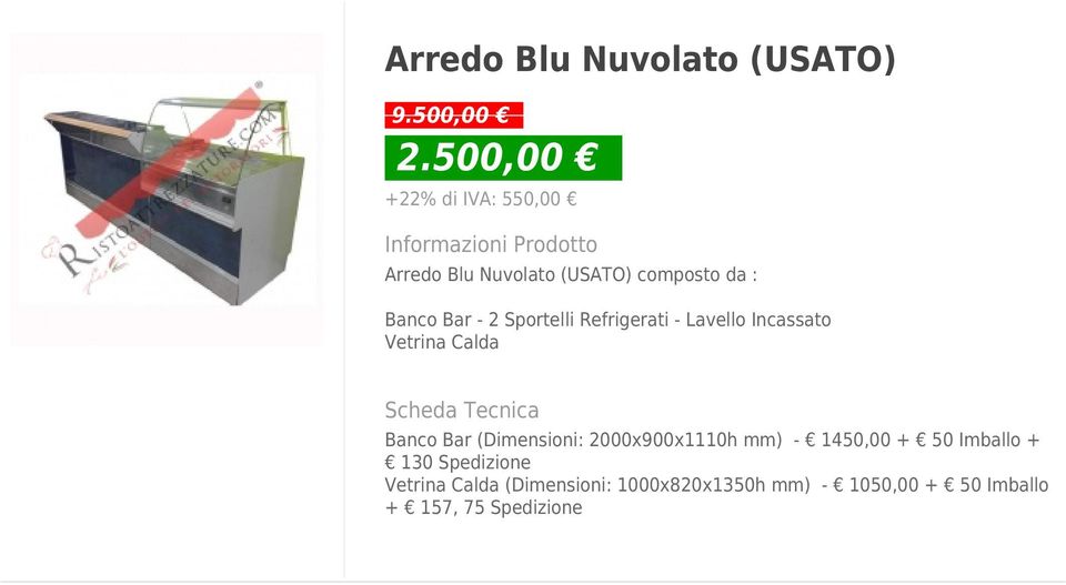 Sportelli Refrigerati - Lavello Incassato Vetrina Calda Banco Bar (Dimensioni: