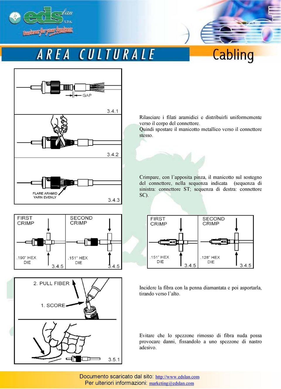 Crimpare, con l apposita pinza, il manicotto sul sostegno del connettore, nella sequenza indicata (sequenza di sinistra: