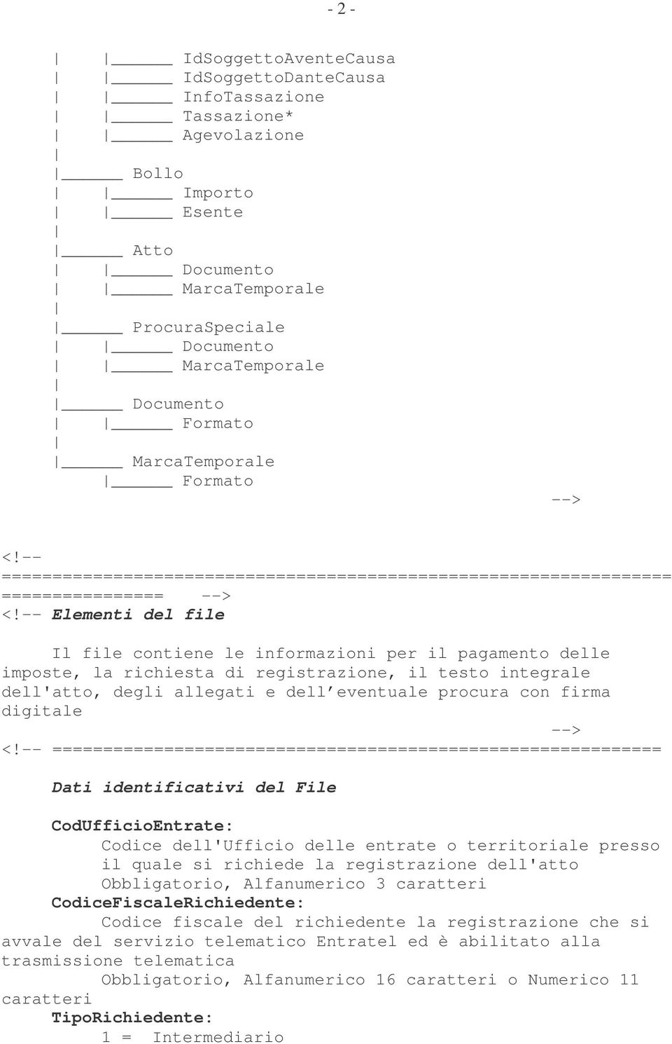 e dell eventuale procura con firma digitale ============================================================ Dati identificativi del File CodUfficioEntrate: Codice dell'ufficio delle entrate o