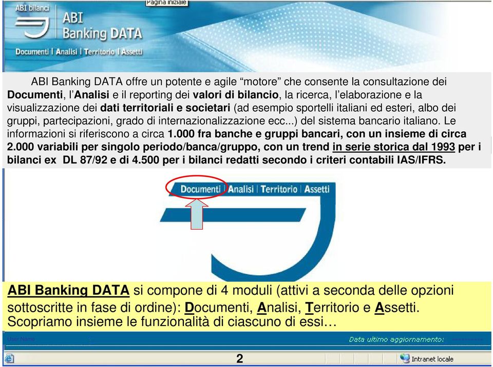 Le informazioni si riferiscono a circa 1.000 fra banche e gruppi bancari, con un insieme di circa 2.