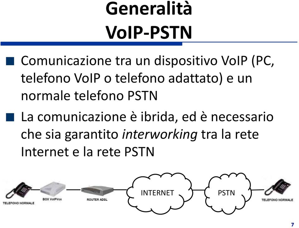 PSTN La comunicazione è ibrida, ed è necessario che sia
