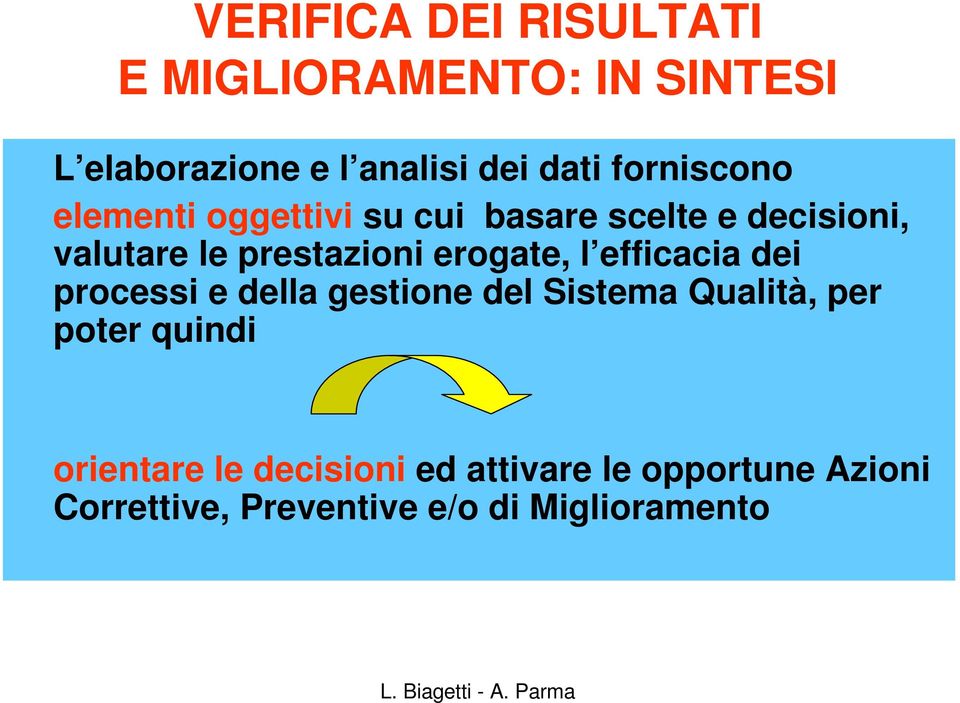 erogate, l efficacia dei processi e della gestione del Sistema Qualità, per poter quindi