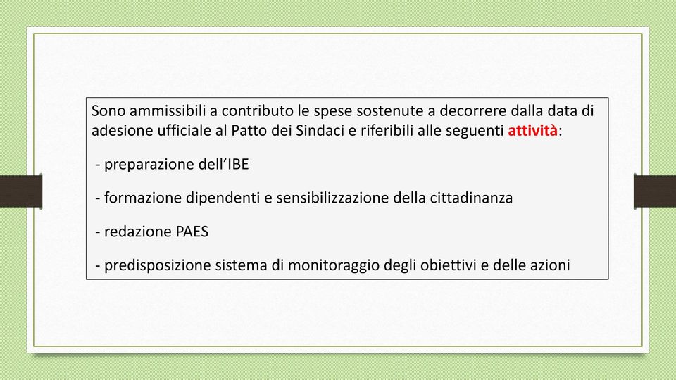 preparazione dell IBE - formazione dipendenti e sensibilizzazione della