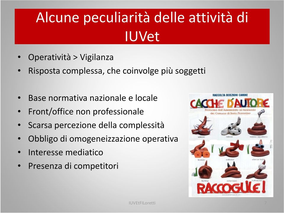 locale Front/office non professionale Scarsa percezione della complessità