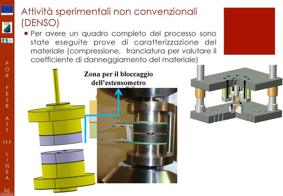 del materiale (compressione, tranciatura per valutare il coefficiente