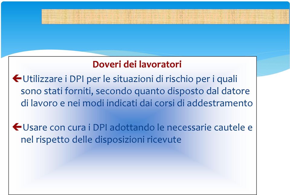 lavoro e nei modi indicati dai corsi di addestramento Usare con cura i