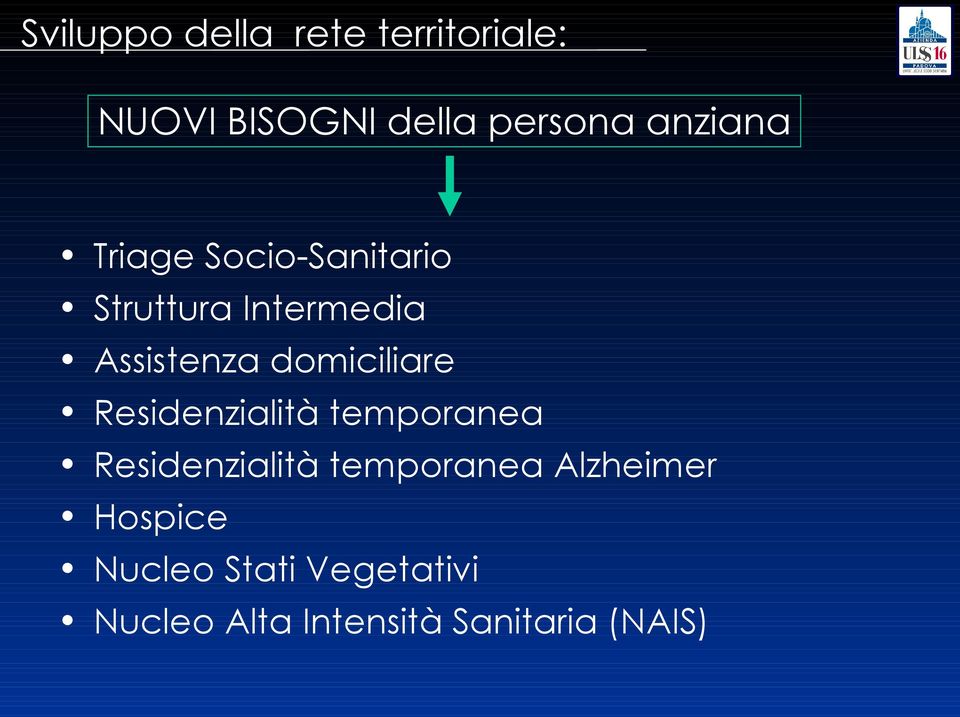 domiciliare Residenzialità temporanea Residenzialità temporanea