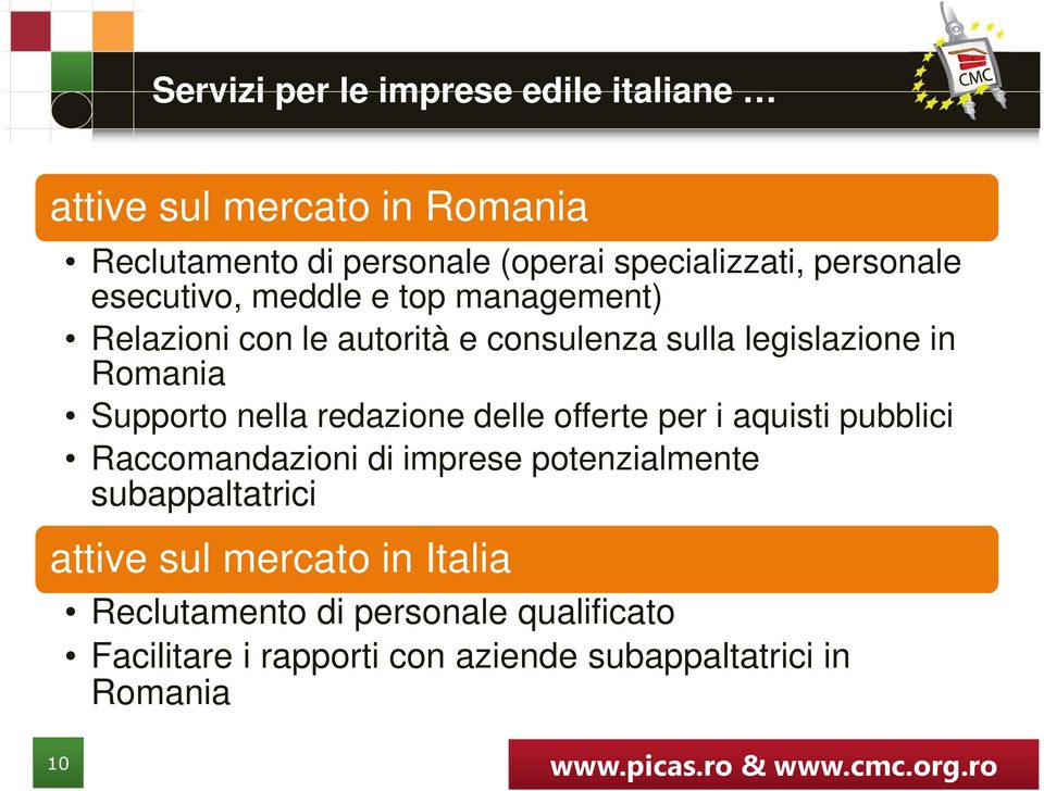 Supporto nella redazione delle offerte per i aquisti pubblici Raccomandazioni di imprese potenzialmente subappaltatrici