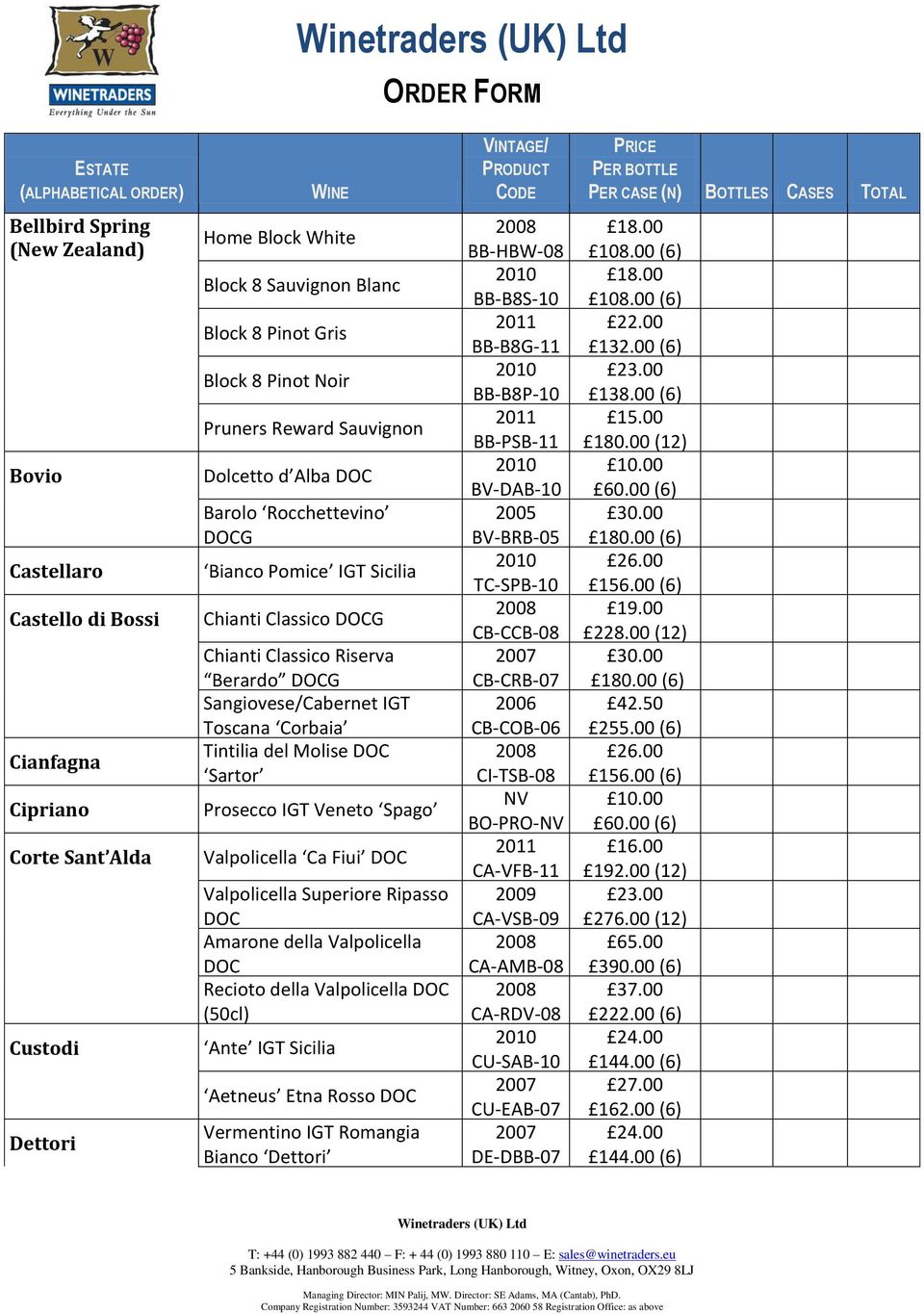 Molise Sartor Prosecco IGT Veneto Spago Valpolicella Ca Fiui Valpolicella Superiore Ripasso Amarone della Valpolicella Recioto della Valpolicella (50cl) Ante IGT Sicilia Aetneus Etna Rosso Vermentino