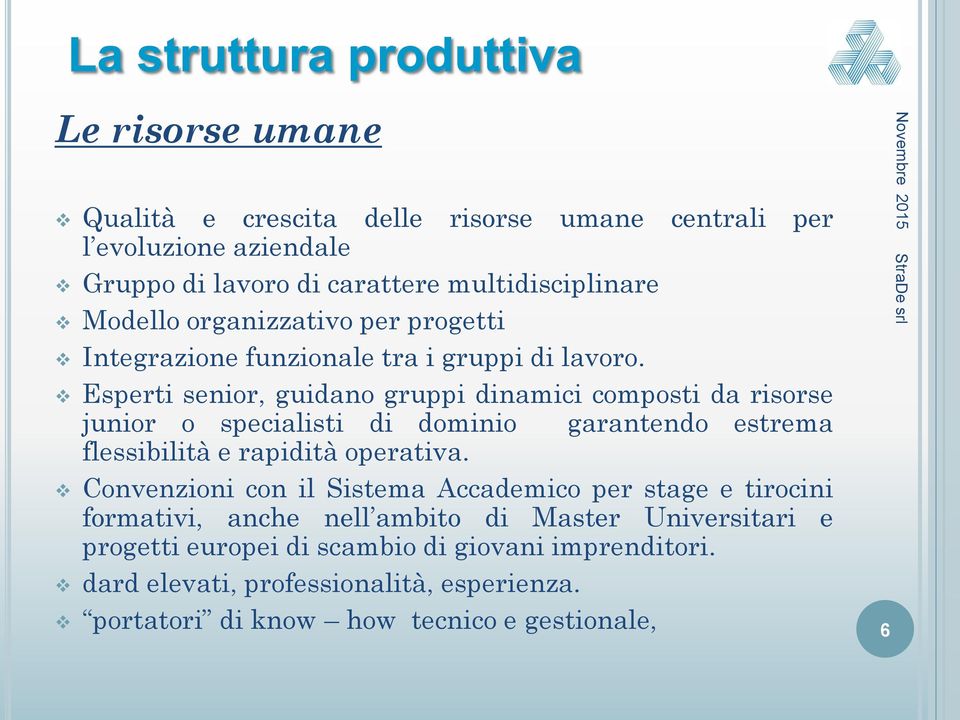 Esperti senior, guidano gruppi dinamici composti da risorse junior o specialisti di dominio garantendo estrema flessibilità e rapidità operativa.