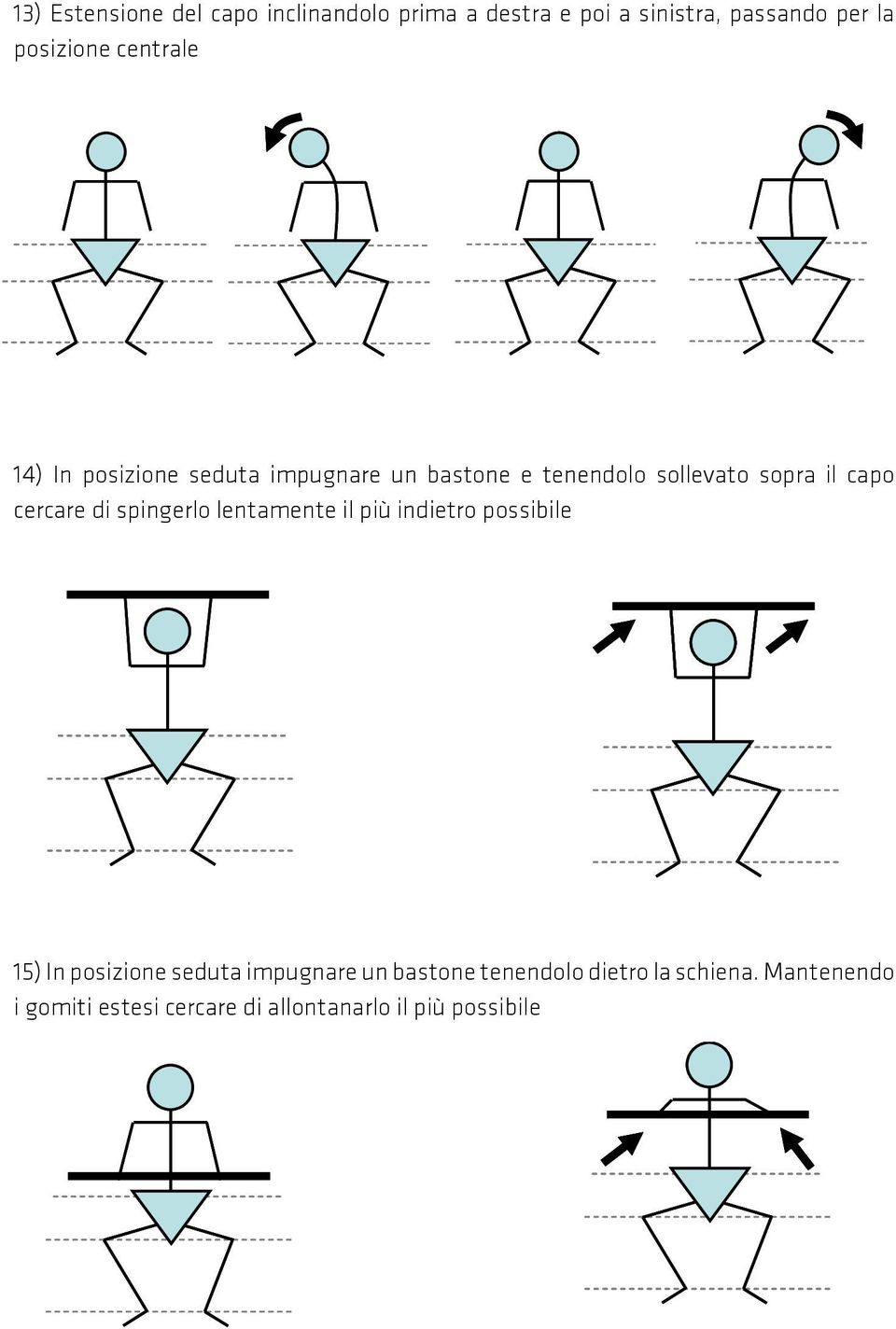 cercare di spingerlo lentamente il più indietro possibile 15) In posizione seduta impugnare un