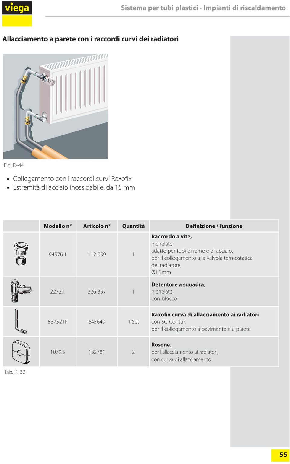 1 112 059 1 Raccordo a vite, nichelato, adatto per tubi di rame e di acciaio, per il collegamento alla valvola termostatica del radiatore, Ø15 mm 2272.