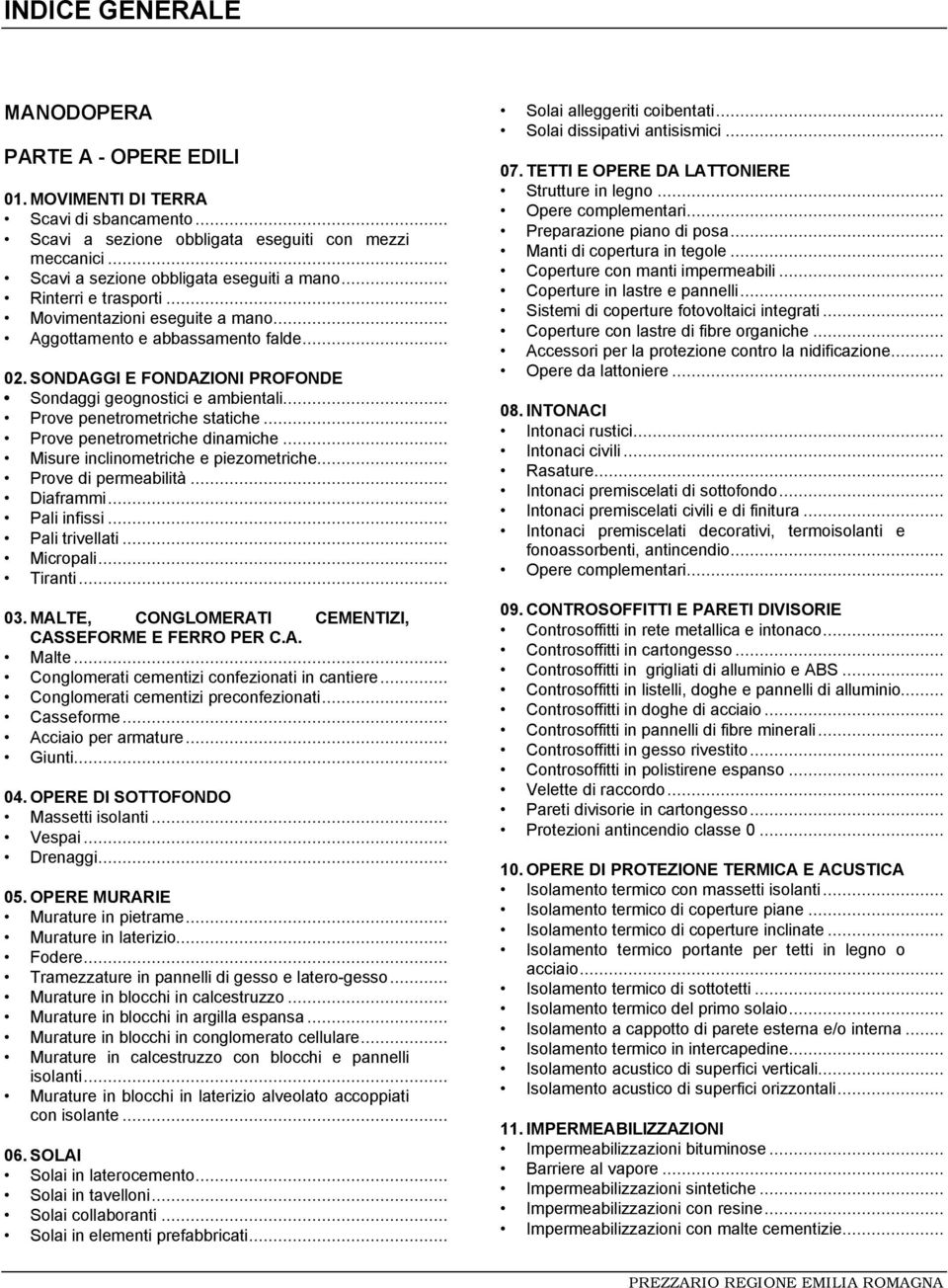 .. Prove penetrometriche dinamiche... Misure inclinometriche e piezometriche... Prove di permeabilità... Diaframmi... Pali infissi... Pali trivellati... Micropali... Tiranti... 03.