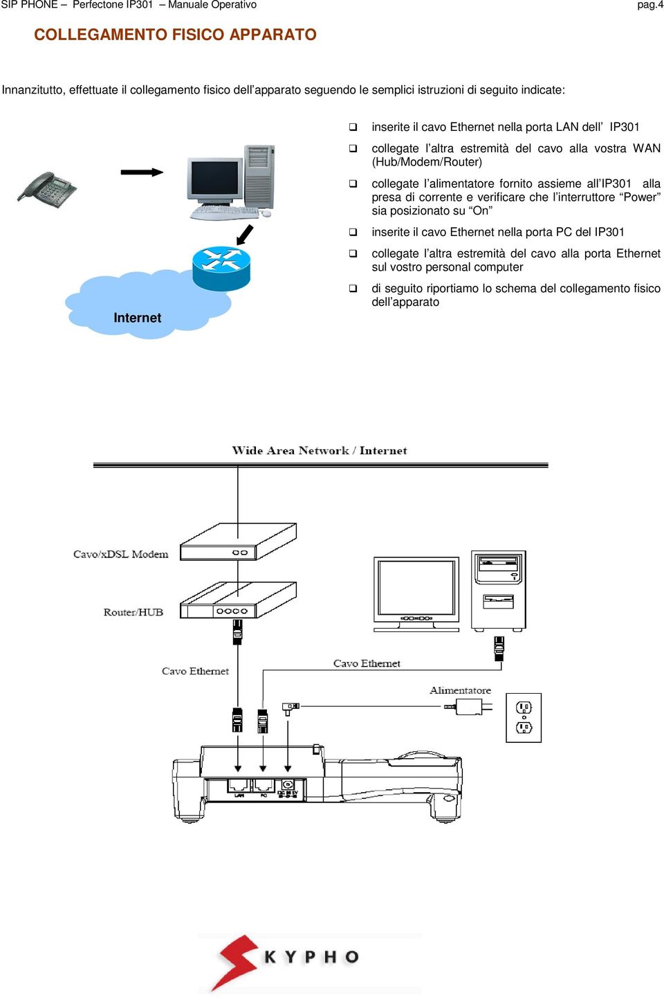 alimentatore fornito assieme all IP301 alla presa di corrente e verificare che l interruttore Power sia posizionato su On inserite il cavo Ethernet nella
