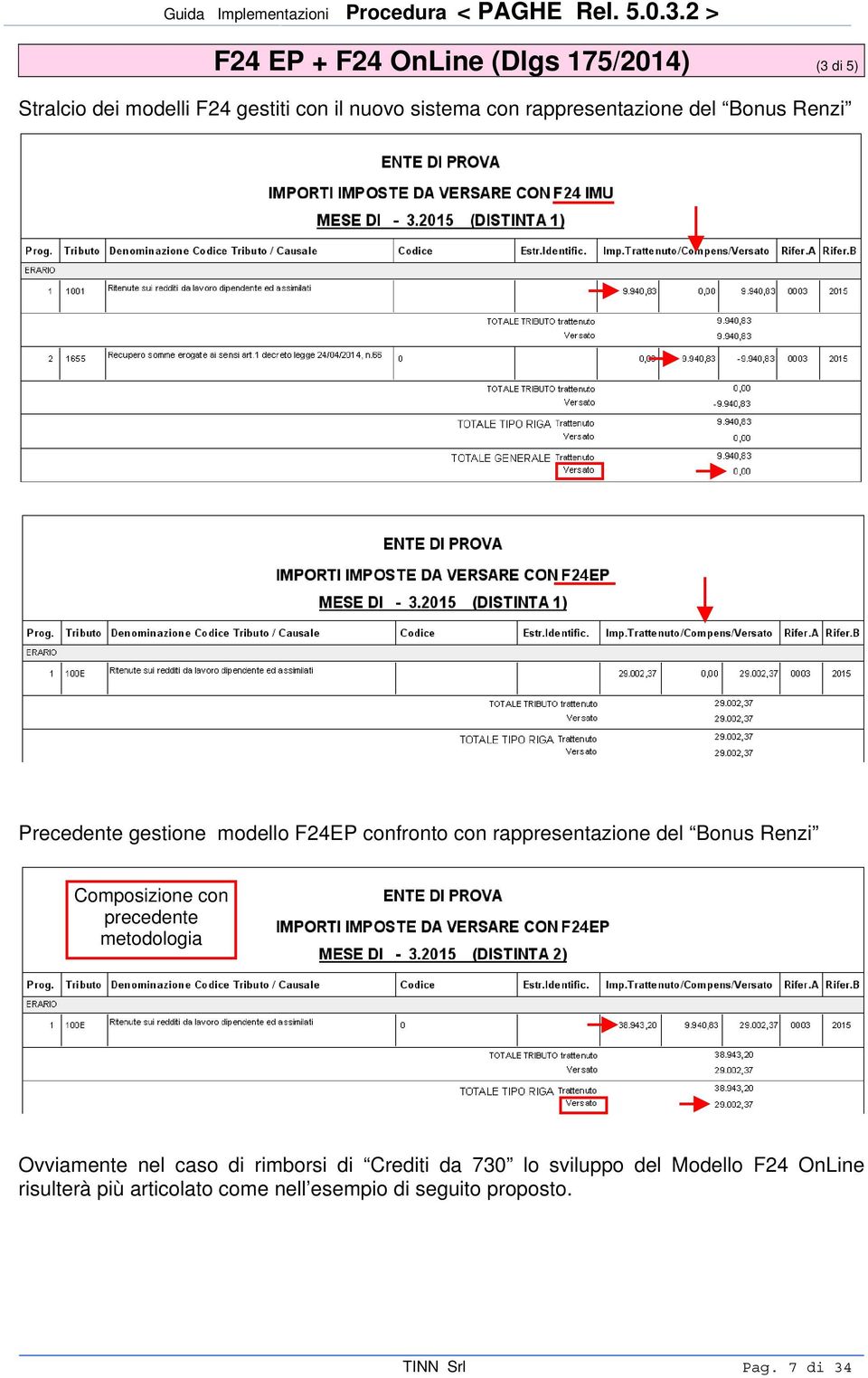 Bonus Renzi Composizione con precedente metodologia Ovviamente nel caso di rimborsi di Crediti da 730 lo