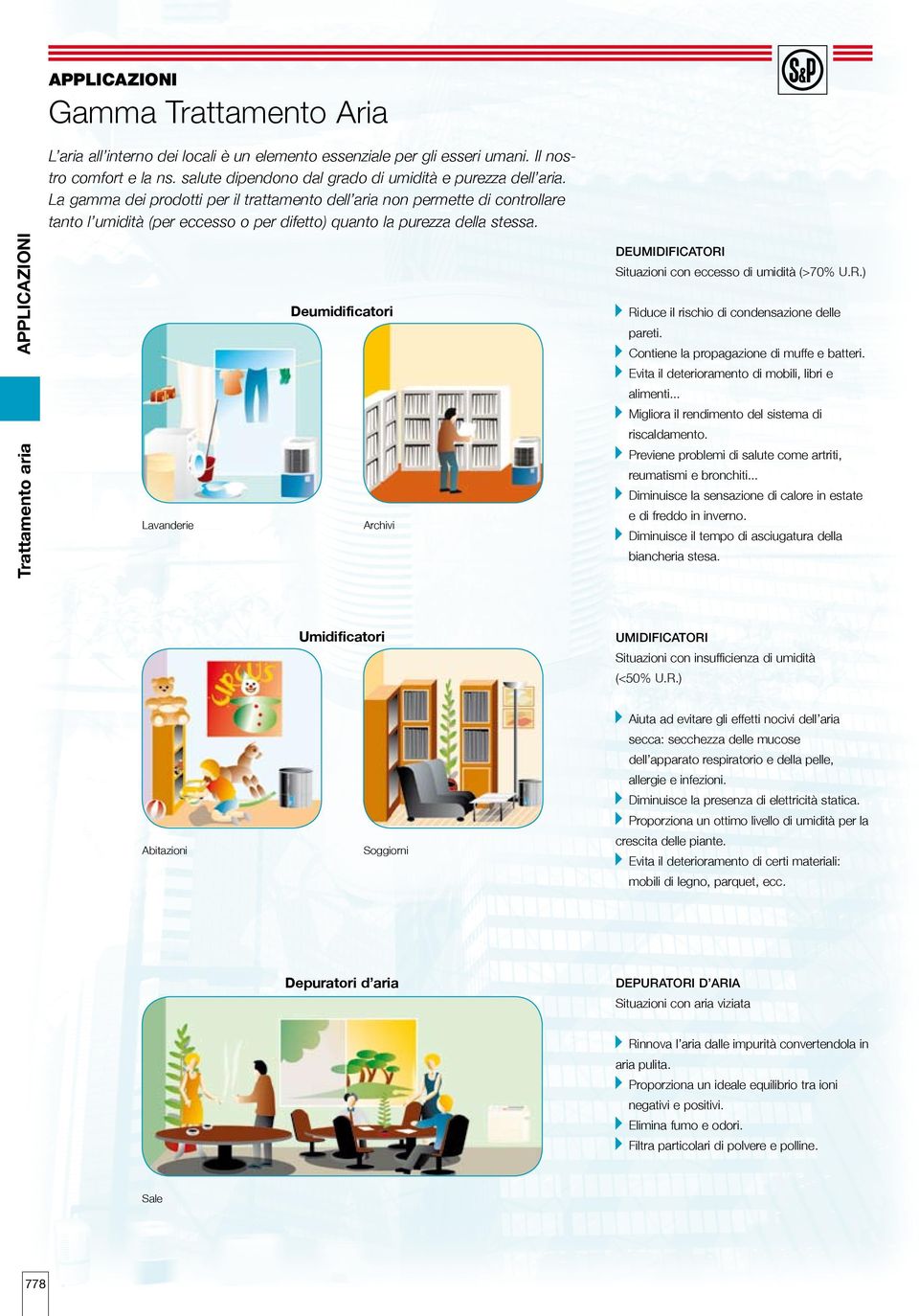 Trattamento aria APPLICAZIONI Lavanderie Deumificatori Archivi DEUMIDIFICATORI Situazioni con eccesso umità (>70% U.R.) Riduce il rischio condensazione le pareti.