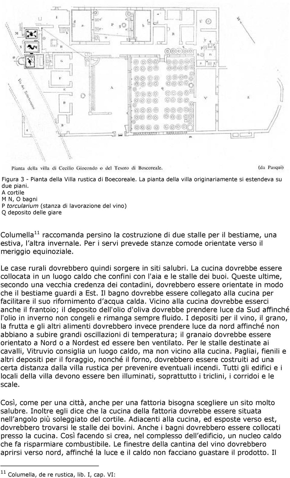 invernale. Per i servi prevede stanze comode orientate verso il meriggio equinoziale. Le case rurali dovrebbero quindi sorgere in siti salubri.