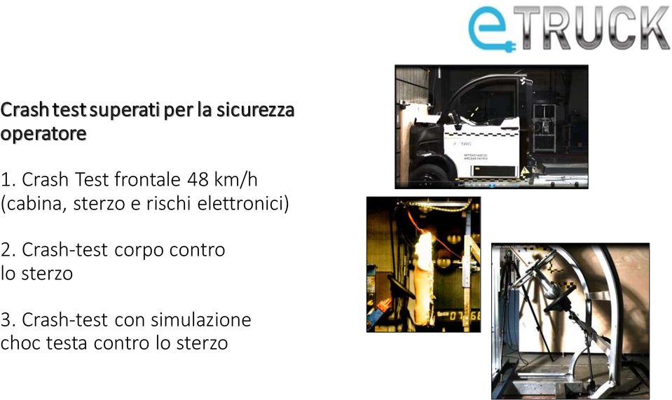 elettronici) 2. Crash-test corpo contro lo sterzo 3.