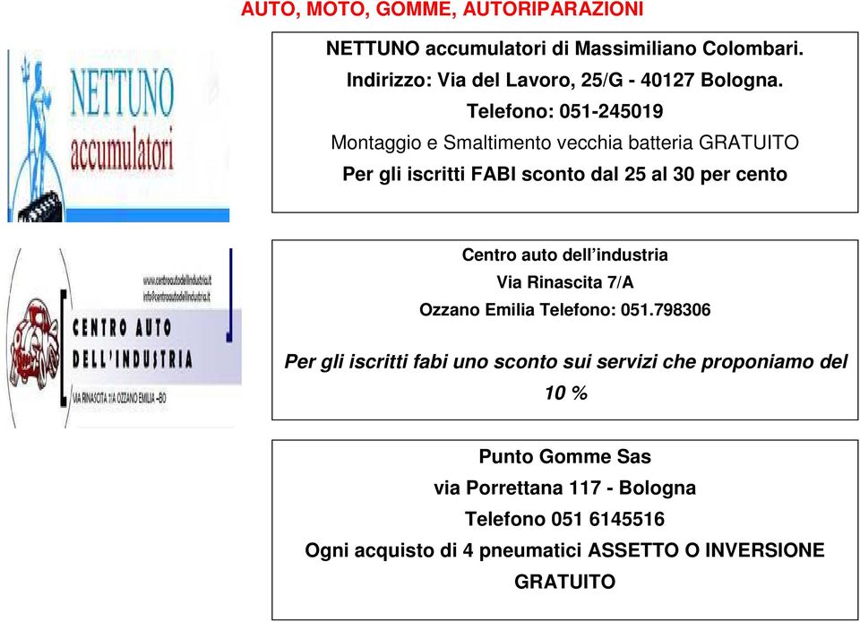 auto dell industria Via Rinascita 7/A Ozzano Emilia Telefono: 051.