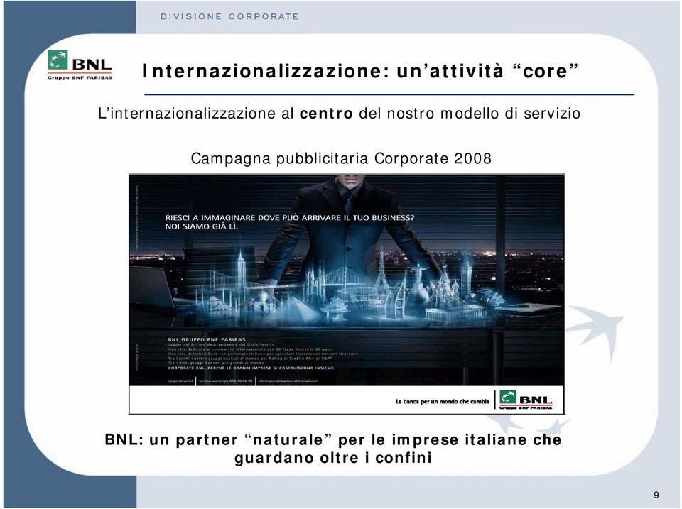 servizio Campagna pubblicitaria Corporate 2008 BNL: un