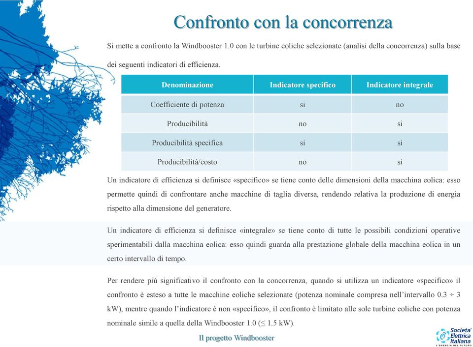 definisce «specifico» se tiene conto delle dimensioni della macchina eolica: esso permette quindi di confrontare anche macchine di taglia diversa, rendendo relativa la produzione di energia rispetto