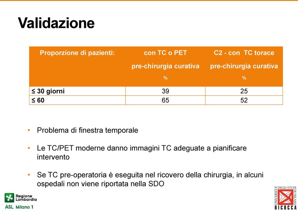 Le TC/PET moderne danno immagini TC adeguate a pianificare intervento Se TC