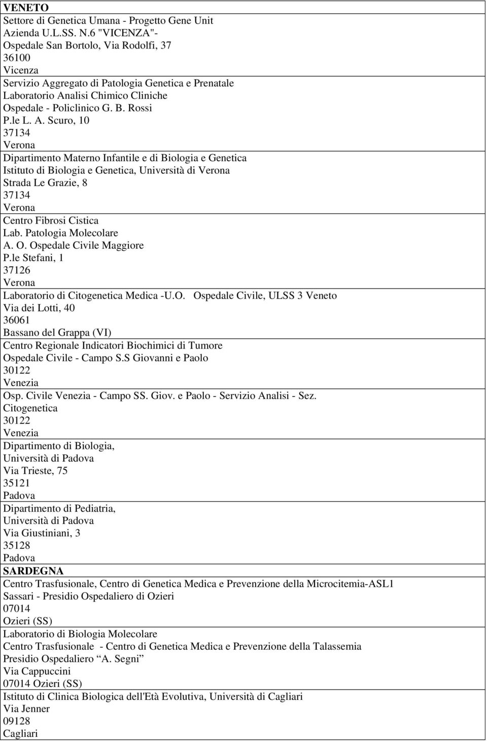 gregato di Patologia Genetica e Prenatale Laboratorio An