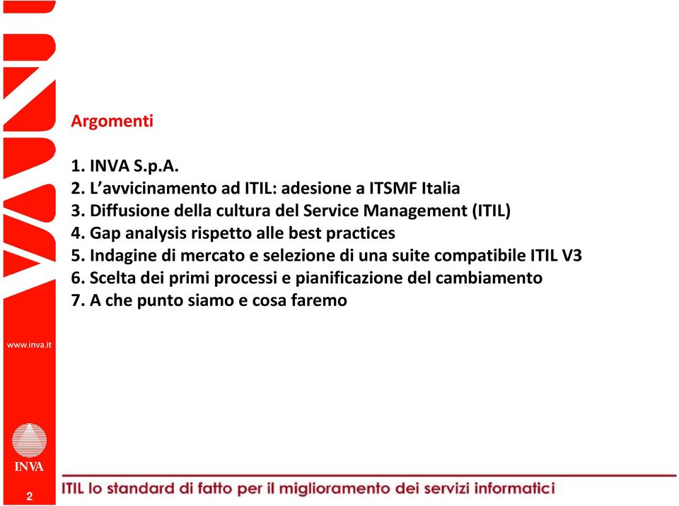 Gap analysis rispetto alle best practices 5.