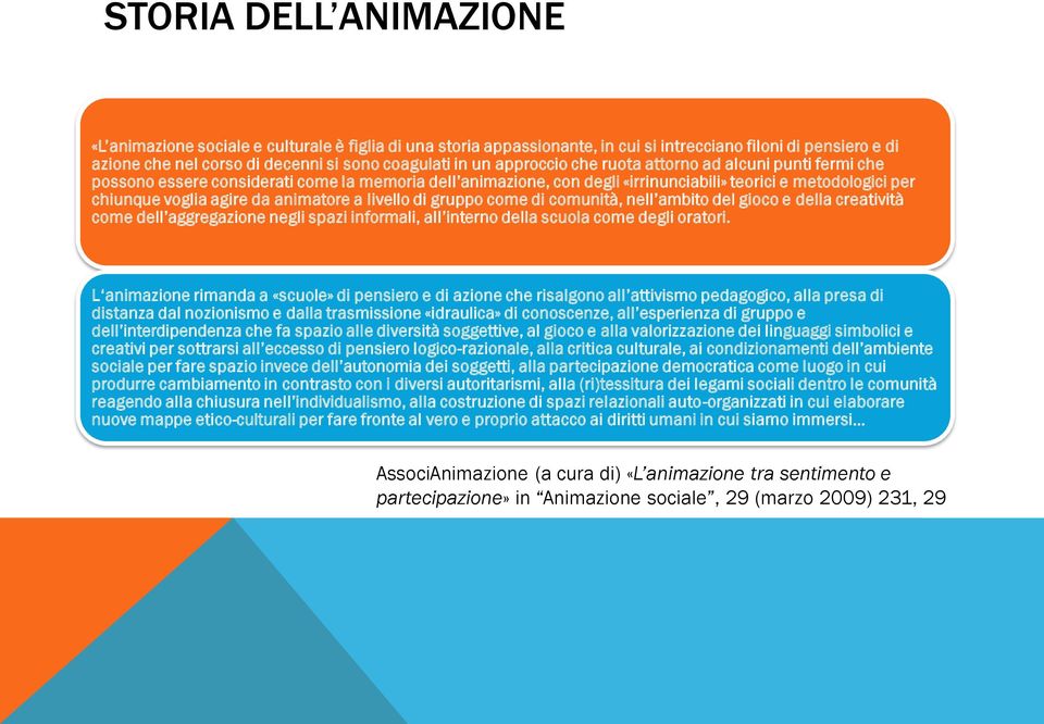 animatore a livello di gruppo come di comunità, nell ambito del gioco e della creatività come dell aggregazione negli spazi informali, all interno della scuola come degli oratori.