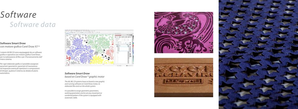 Per ogni elaborato grafico e possibile assegnare parametri geometrici, parametri di lavorazione ed impostare eventuali ripetizioni o composizioni di disegni, qualora il sistema sia dotato di piano