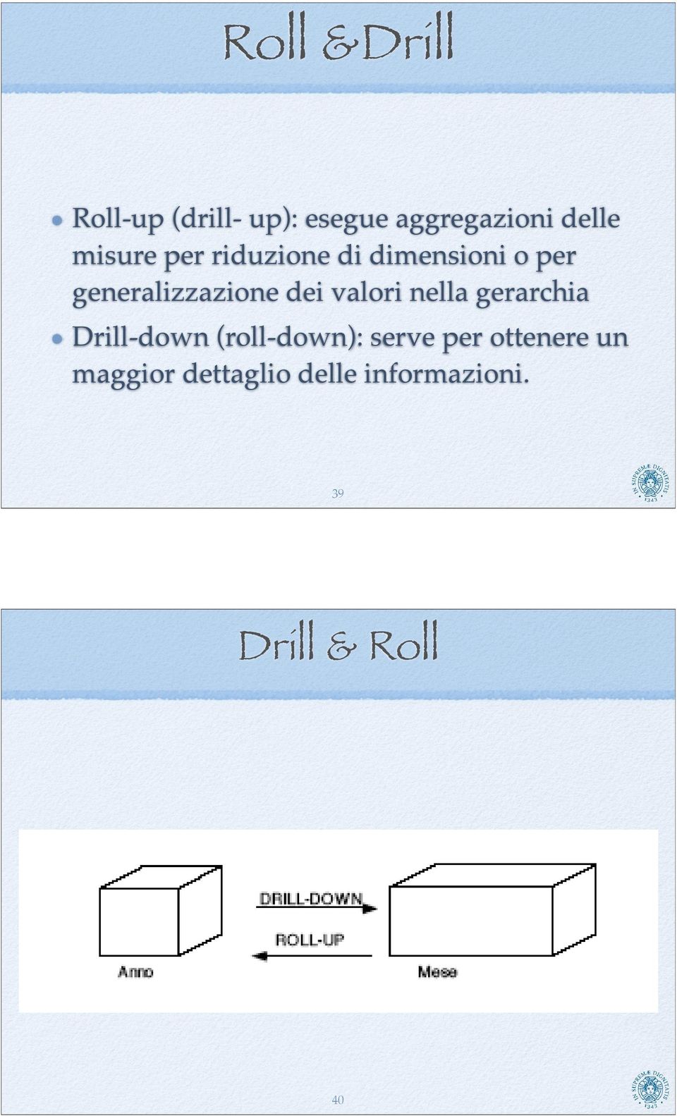 valori nella gerarchia Drill-down (roll-down): serve per