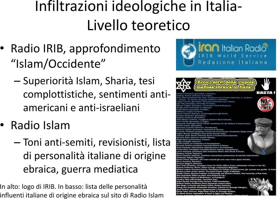 Toni anti-semiti, revisionisti, lista di personalità italiane di origine ebraica, guerra mediatica In
