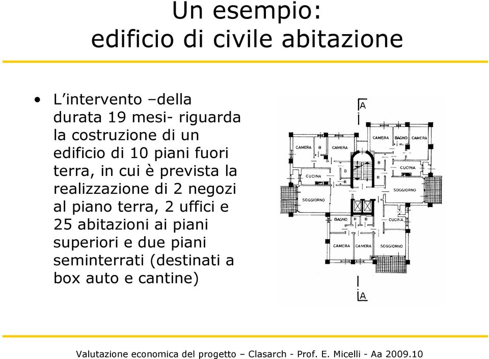 prevista la realizzazione di 2 negozi al piano terra, 2 uffici e 25